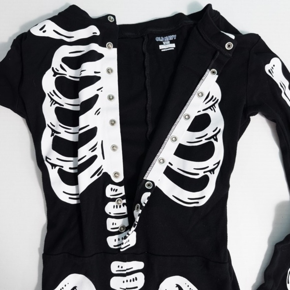 Old Navy Kids Unisex‎ One Piece Skeleton Pajamas Halloween Costume Size XL (12) - Picture 8 of 13